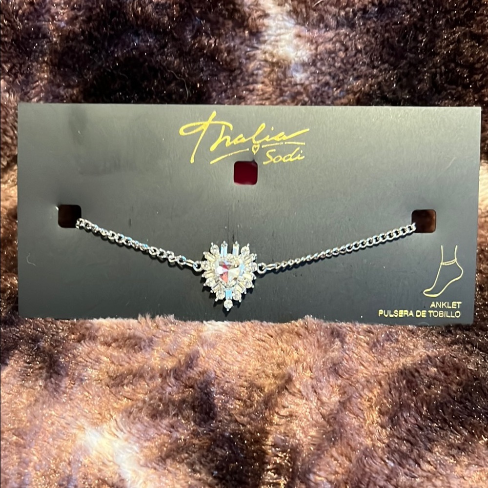 Thalia Sodi Ankle Bracelet with Crystal Heart Pendant